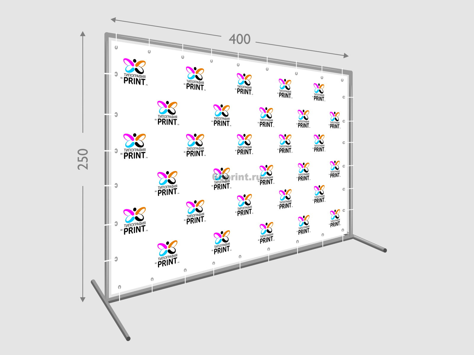 Пресс волл 250х400 см. (конструкция + баннер с печатью 720 dpi) –  типография в Каменске-Уральскии
